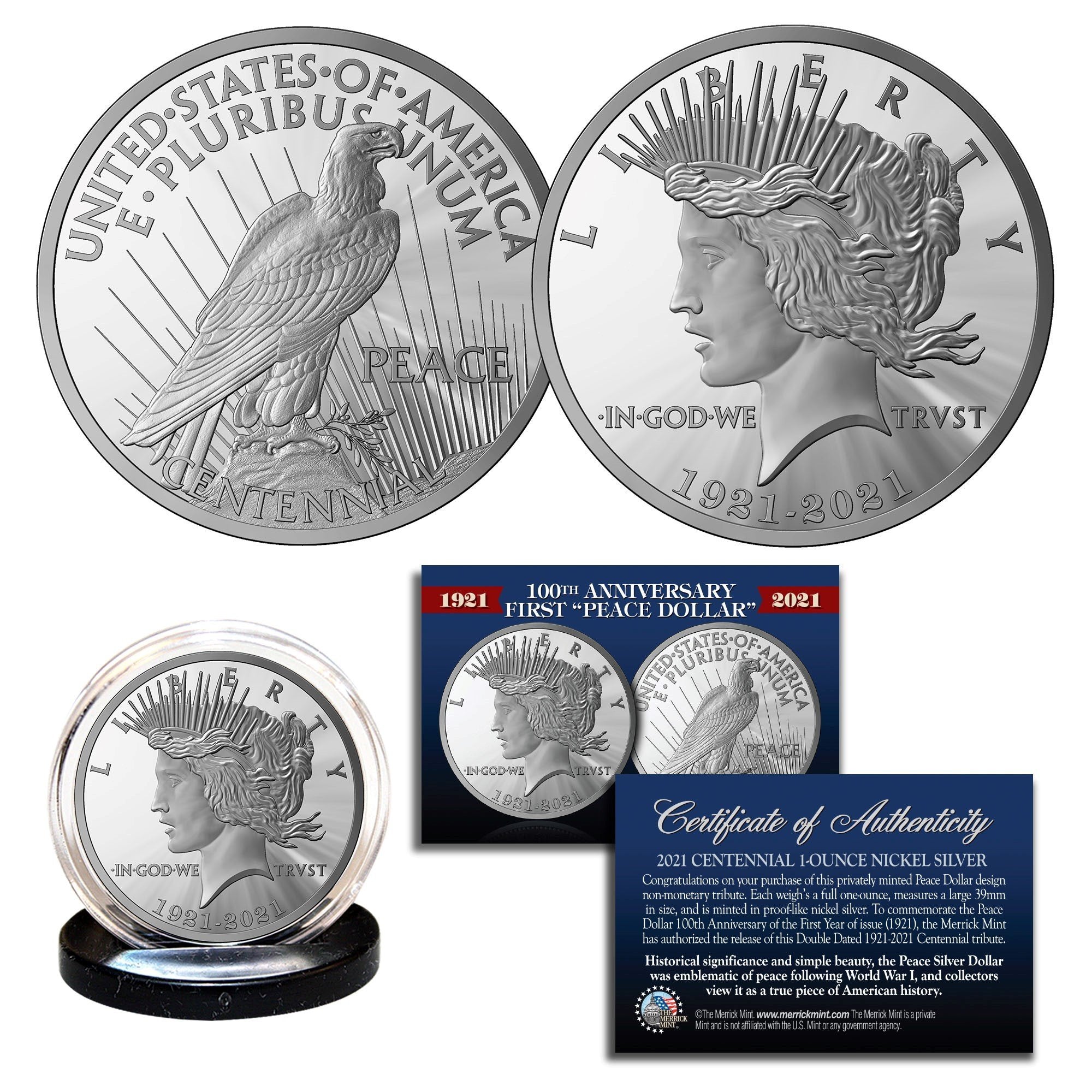 100th Anniversary First Year 1921-2021 ‘‘Peace Dollar’’ 1-ounce Tribute - Image 2
