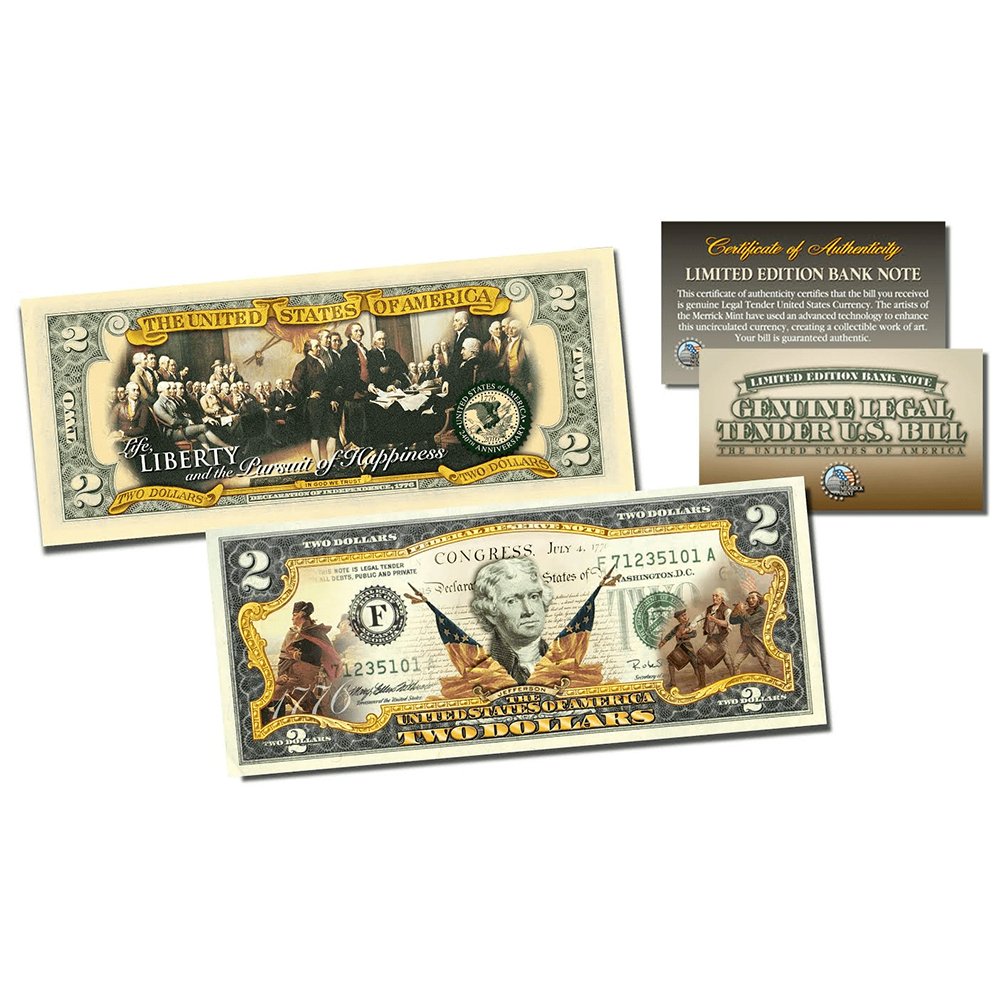INDEPENDENCE DAY * 240th ANNIVERSARY * Genuine Legal Tender U.S. $2 Bill 2-SIDED - Image 2
