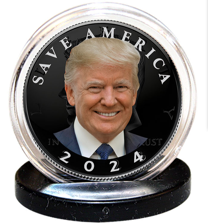 Black Ruthenium Donald Trump - "Save America" - Authentic U.S. JFK Half Dollar