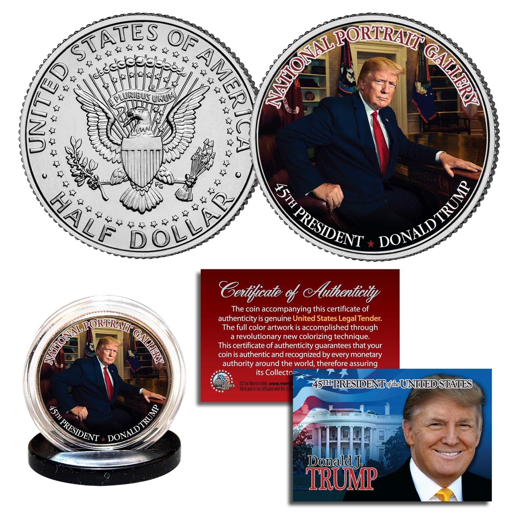 Donald Trump - "National Portrait" - Authentic JFK Half Dollar - Image 2