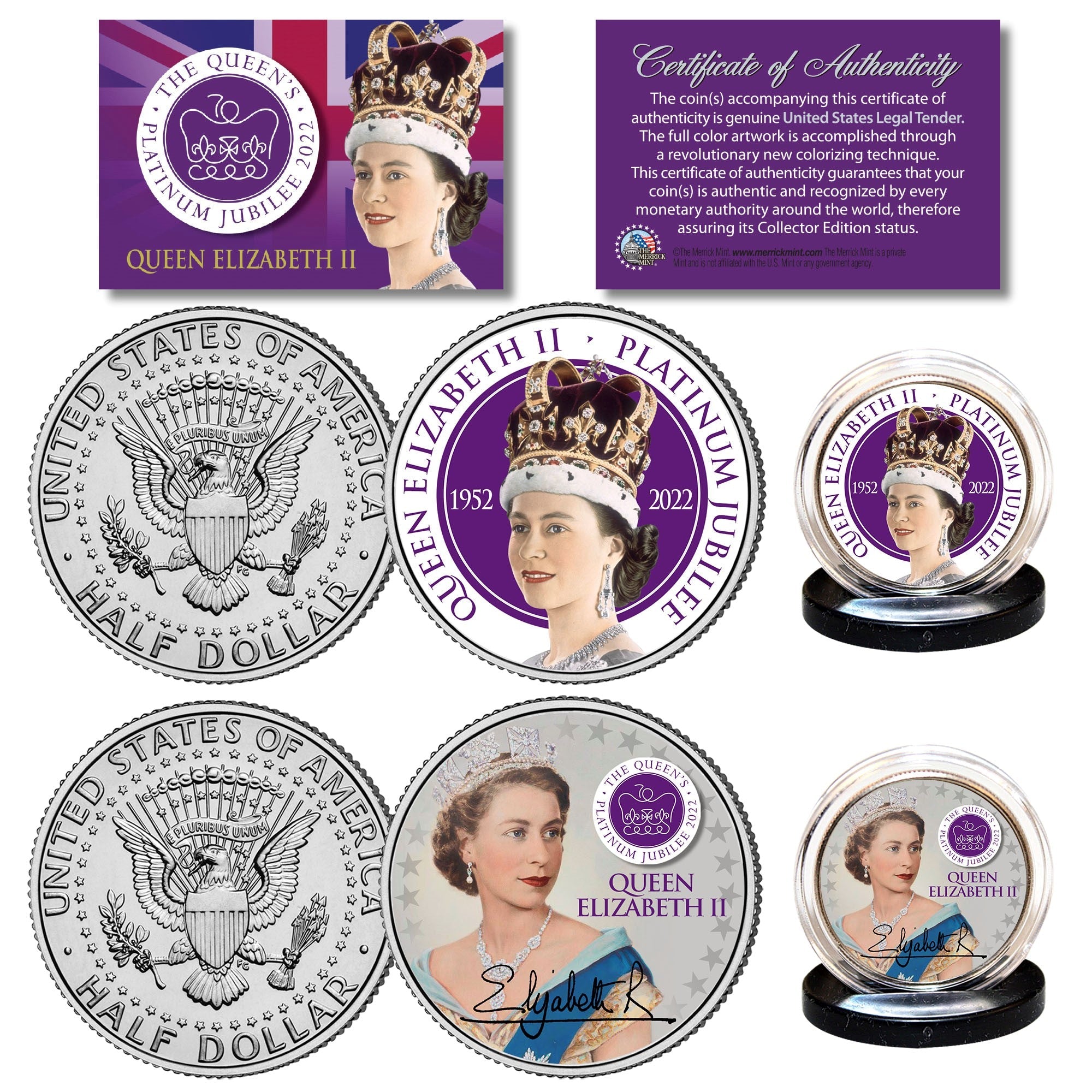 "Queen Elizabeth" Jubilee - Authentic JFK Half Dollar Coin Set - Image 2